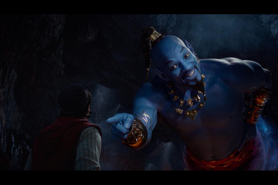 Will SMith is the Blue Genie in Aladdin. Disney film in theaters on May 24th